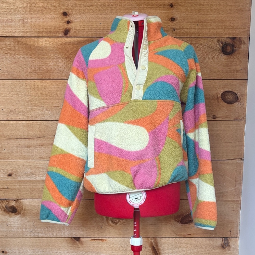 Colorful Abstract Pattern Womens Fleece Pullover Sweater